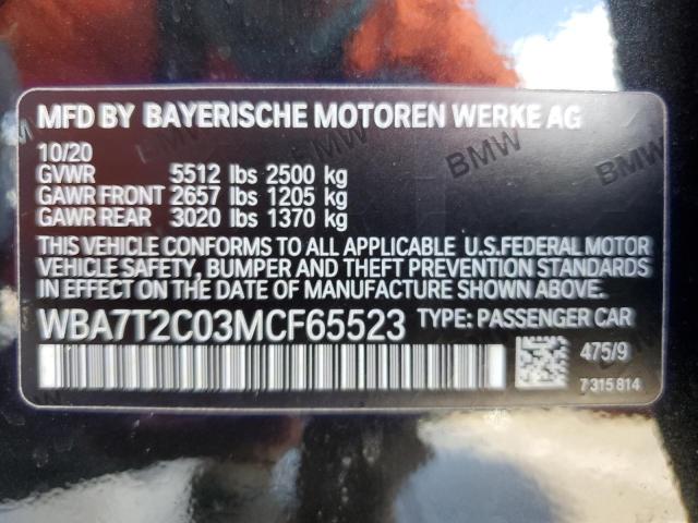 WBA7T2C03MCF65523 - 2021 BMW 740 I Czarny zdjęcie 12