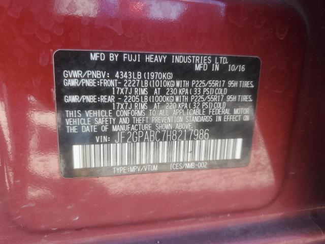 JF2GPABC7H8217986 - 2017 SUBARU CROSSTREK PREMIUM წითელი ფოტო 13