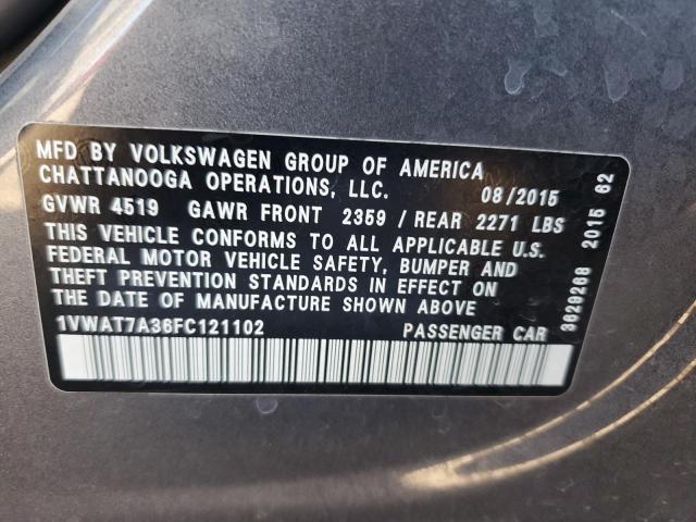 1VWAT7A36FC121102 - 2015 VOLKSWAGEN PASSAT S 石墨色 照片 12