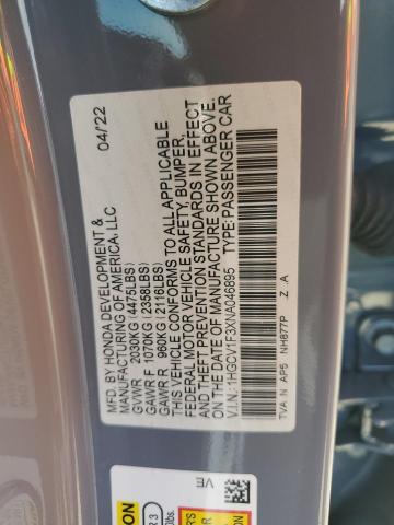 1HGCV1F3XNA046895 - 2022 HONDA ACCORD SPORT 灰色 照片 12