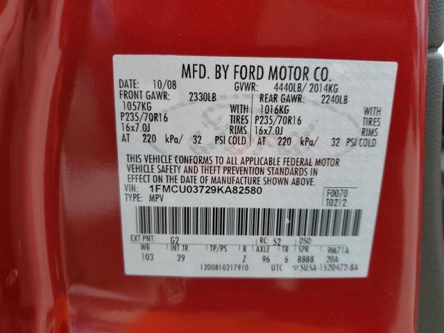 1FMCU03729KA82580 - 2009 FORD ESCAPE XLT RED photo 13