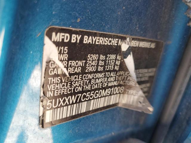 5UXXW7C55G0M91008 - 2016 BMW X4 XDRIVEM40I BLUE photo 13