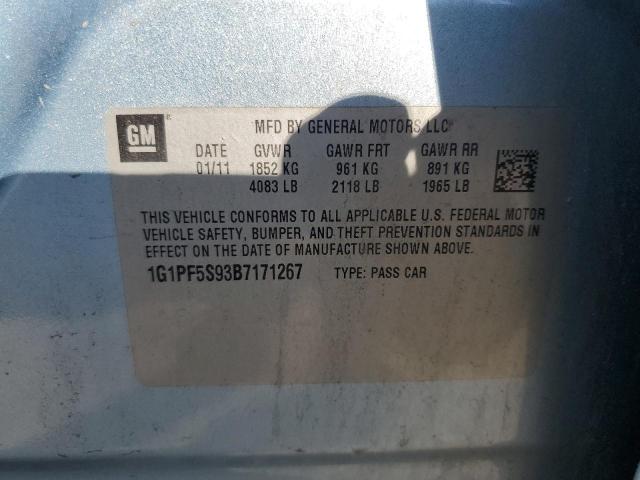 1G1PF5S93B7171267 - 2011 CHEVROLET CRUZE LT Көк фото 13