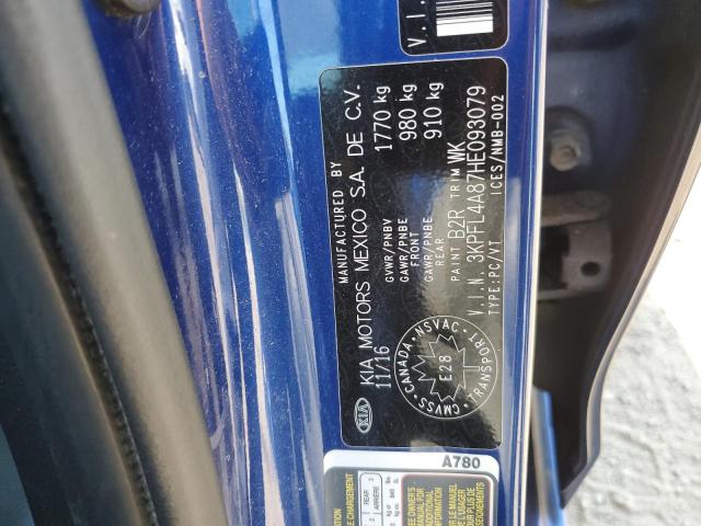 3KPFL4A87HE093079 - 2017 KIA FORTE EX ლურჯი ფოტო 12