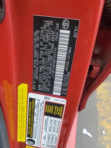 4T4BF3EKXBR142744 - 2011 TOYOTA CAMRY BASE წითელი ფოტო 12