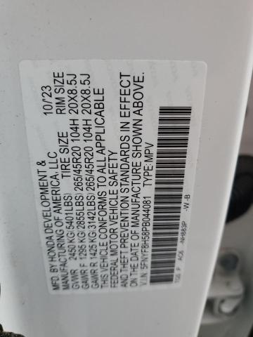 5FNYF8H58PB044081 - 2023 HONDA PASSPORT EXL WHITE photo 14