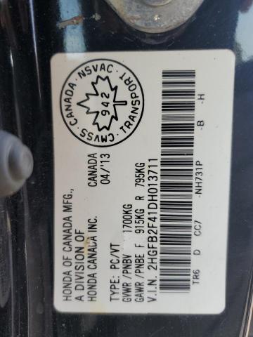 2HGFB2F41DH013711 - 2013 HONDA CIVIC LX 黑色 照片 13