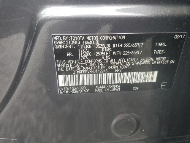 JTMRFREVXHJ149245 - 2017 TOYOTA RAV4 XLE GRAY photo 13