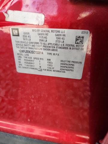 1GNFLEEK2DZ133814 - 2013 CHEVROLET EQUINOX LT 红色 照片 12