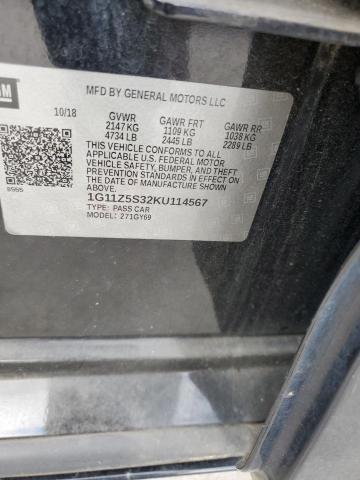 1G11Z5S32KU114567 - 2019 CHEVROLET IMPALA LT შავი ფოტო 12