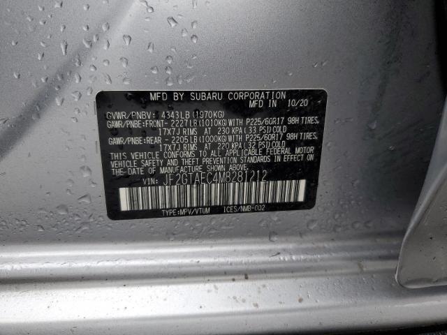 JF2GTAEC4M8281212 - 2021 SUBARU CROSSTREK PREMIUM 银色 照片 12