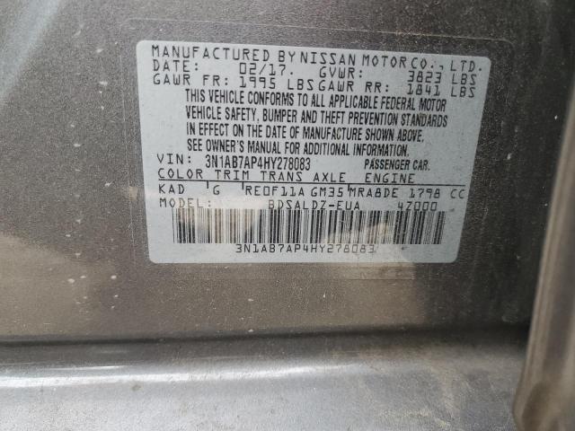 3N1AB7AP4HY278083 - 2017 NISSAN SENTRA S GRAY photo 12