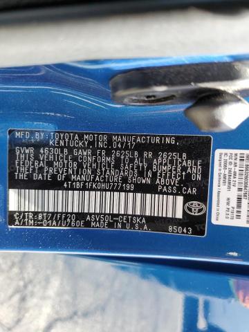 4T1BF1FK0HU777199 - 2017 TOYOTA CAMRY LE BLUE photo 12