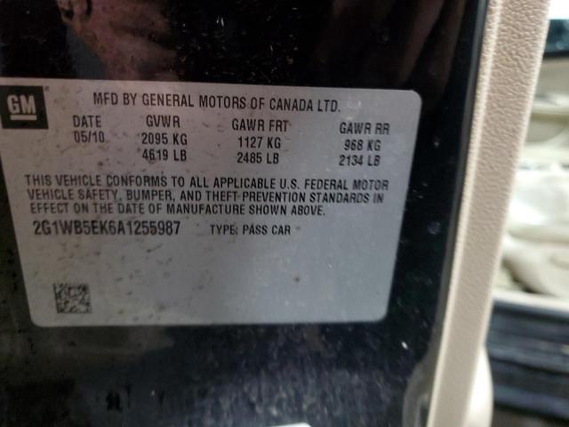 2G1WB5EK6A1255987 - 2010 CHEVROLET IMPALA LT 黑色 照片 12