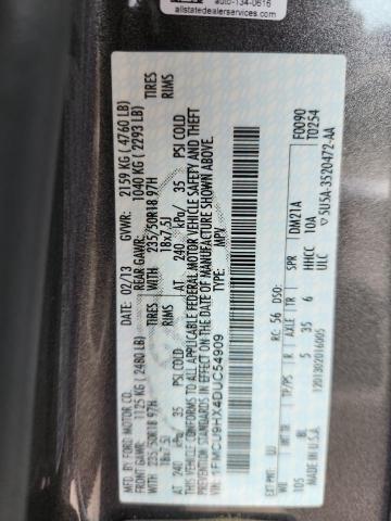 1FMCU9HX4DUC54909 - 2013 FORD ESCAPE SEL 石墨色 照片 13