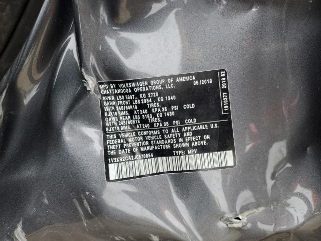1V2KR2CA2JC570854 - 2018 VOLKSWAGEN ATLAS SE Czarny zdjęcie 13