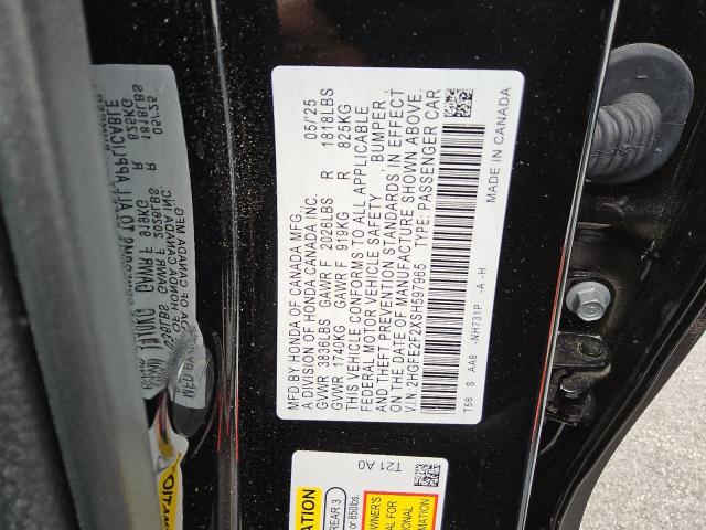2HGFE2F2XSH597965 - 2025 HONDA CIVIC LX BLACK photo 12