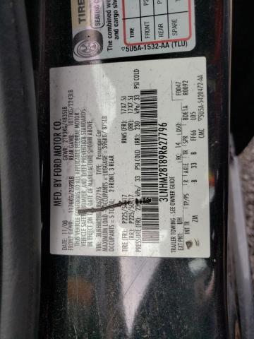 3LNHM28T89R627796 - 2009 LINCOLN MKZ BLACK photo 12