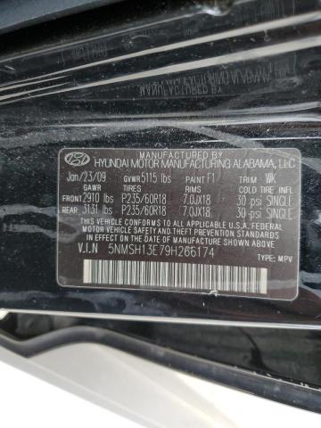 5NMSH13E79H266174 - 2009 HYUNDAI SANTA FE SE BLACK photo 13