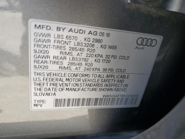 WA1VAAF78HD018130 - 2017 AUDI Q7 PRESTIGE SILVER photo 13