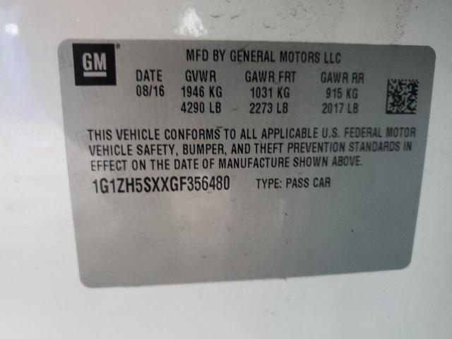 1G1ZH5SXXGF356480 - 2016 CHEVROLET MALIBU PREMIER WHITE photo 12