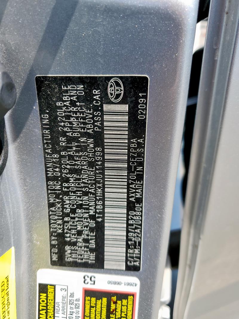 4T1B61HKXJU114998 - 2018 TOYOTA CAMRY XSE SILVER photo 12