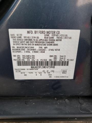 MAJ6S3FL5NC475940 - 2022 FORD ECOSPORT S BLUE photo 13