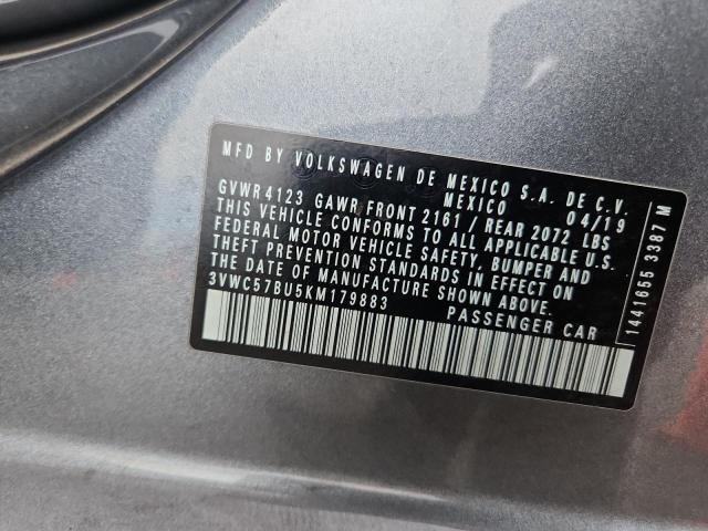 3VWC57BU5KM179883 - 2019 VOLKSWAGEN JETTA S 灰色 照片 12