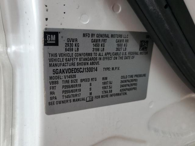 5GAKVDED5CJ130014 - 2012 BUICK ENCLAVE Weiß Foto 14