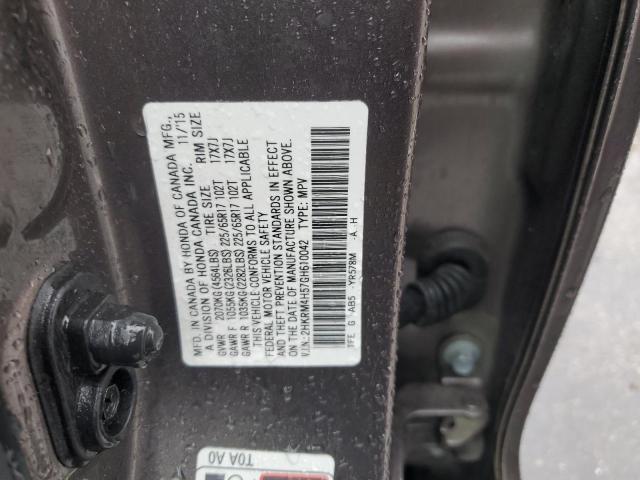 2HKRM4H57GH610042 - 2016 HONDA CR-V EX GRAY photo 13