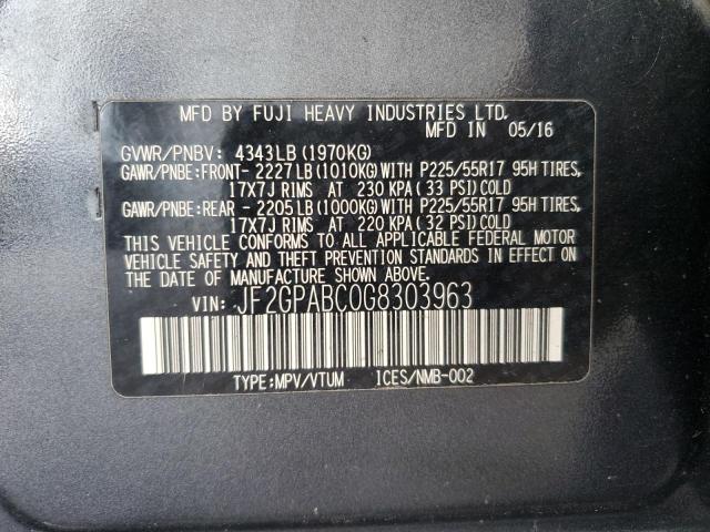 JF2GPABC0G8303963 - 2016 SUBARU CROSSTREK PREMIUM CHARCOAL photo 14