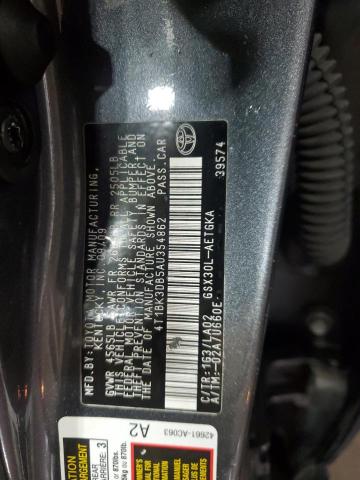 4T1BK3DB5AU354862 - 2010 TOYOTA AVALON XL GRAY photo 12