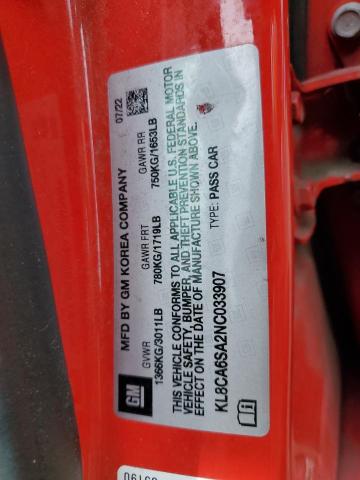 KL8CA6SA2NC033907 - 2022 CHEVROLET SPARK LS RED photo 12