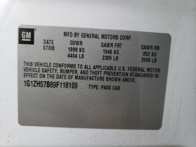 1G1ZH57B89F118109 - 2009 CHEVROLET MALIBU 1LT WHITE photo 12