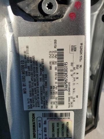 3FA6P0H75DR303195 - 2013 FORD FUSION SE SILVER photo 12