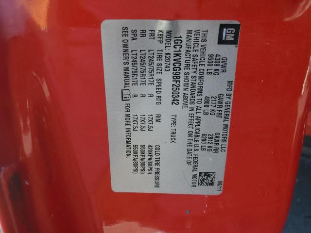 1GC1KVCG9BF250342 - 2011 CHEVROLET SILVERADO K2500 HEAVY DUTY RED photo 13