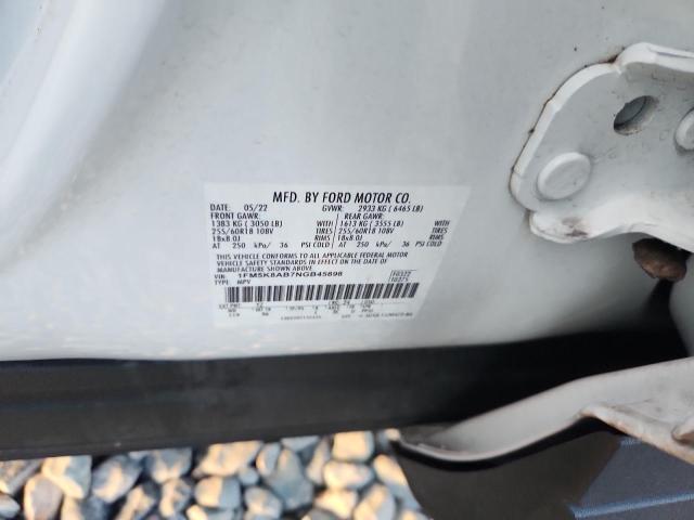 1FM5K8AB7NGB45898 - 2022 FORD EXPLORER POLICE INTERCEPTOR Білий фото 13