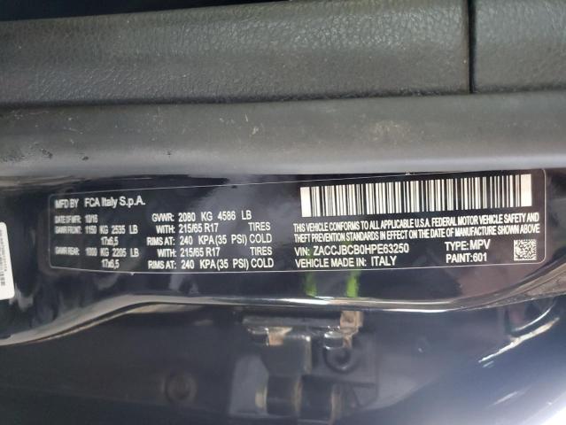 ZACCJBCB0HPE63250 - 2017 JEEP RENEGADE TRAILHAWK BLACK photo 12