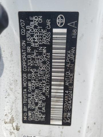 JTKDE177870209744 - 2007 TOYOTA SCION TC თეთრი ფოტო 12