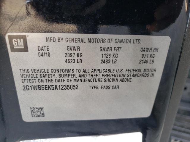 2G1WB5EK5A1235052 - 2010 CHEVROLET IMPALA LT BLACK photo 13