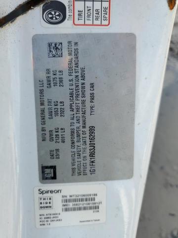 1G1FK1R63J0162989 - 2018 CHEVROLET CAMARO ZL1 白色 照片 13