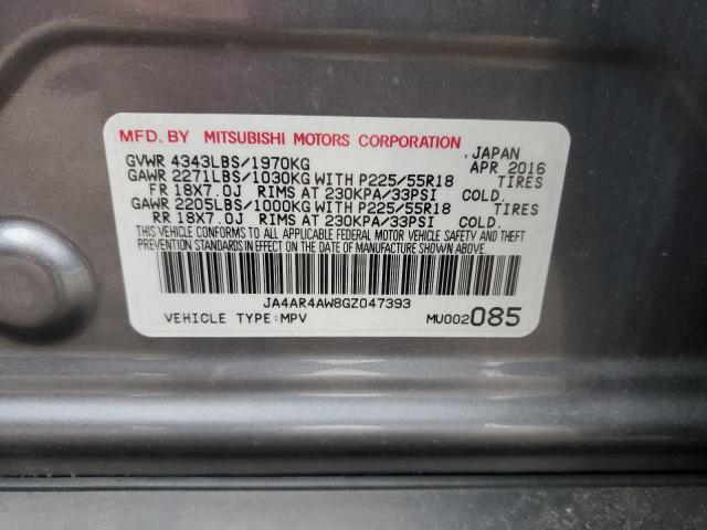 JA4AR4AW8GZ047393 - 2016 MITSUBISHI OUTLANDER SEL GRAY photo 13