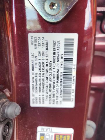 7FARW2H84KE012222 - 2019 HONDA CR-V EXL ბურგუნდია ფოტო 13