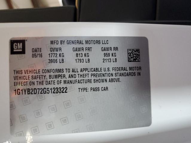 1G1YB2D72G5123322 - 2016 CHEVROLET CORVETTE STINGRAY 1LT WHITE photo 12