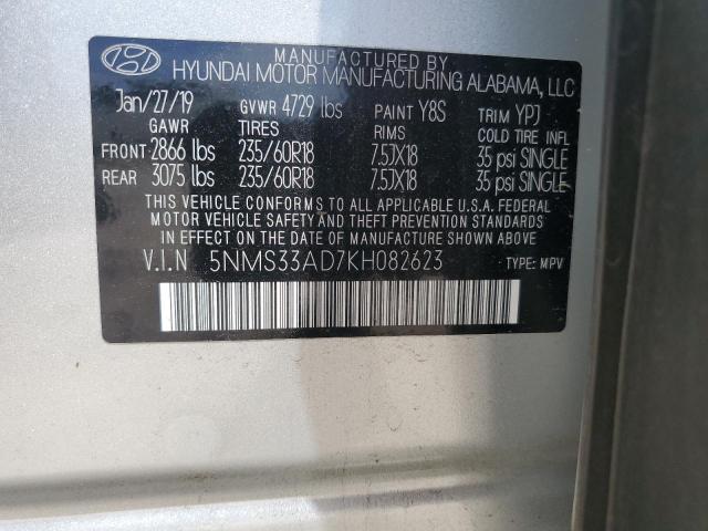 5NMS33AD7KH082623 - 2019 HYUNDAI SANTA FE SEL Gümüş foto 12