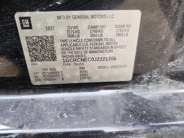 1GCRCNEC0JZ221366 - 2018 CHEVROLET SILVERADO C1500 أسود صورة 12