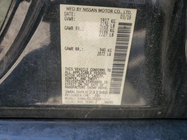 1N4AL3APXJC231986 - 2018 NISSAN ALTIMA 2.5 BLACK photo 12