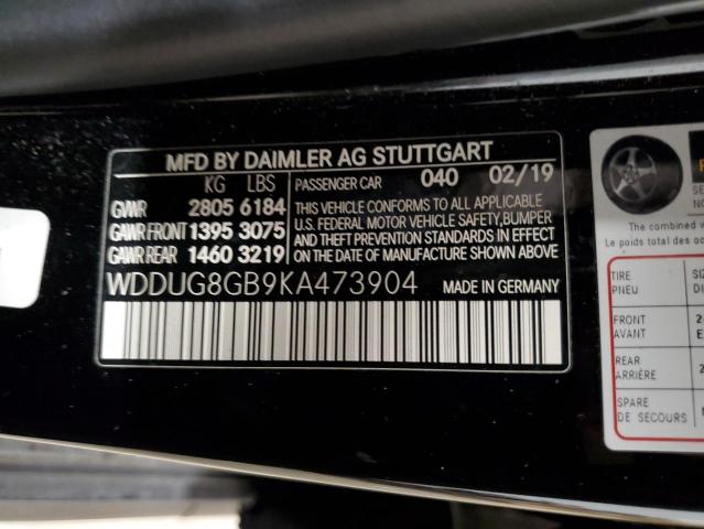 WDDUG8GB9KA473904 - 2019 MERCEDES-BENZ S 560 4MATIC BLACK photo 12