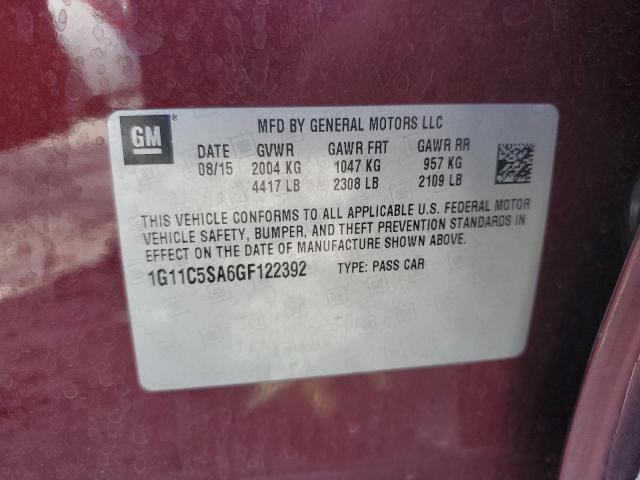 1G11C5SA6GF122392 - 2016 CHEVROLET MALIBU LIM LT MAROON photo 12