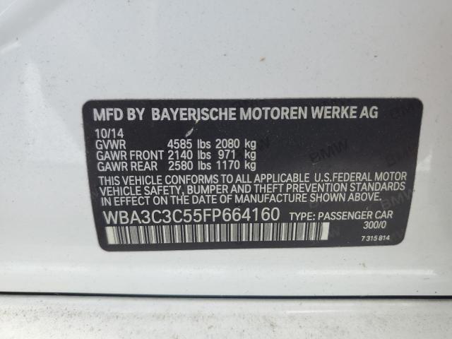 WBA3C3C55FP664160 - 2015 BMW 320 I XDRIVE WHITE photo 13